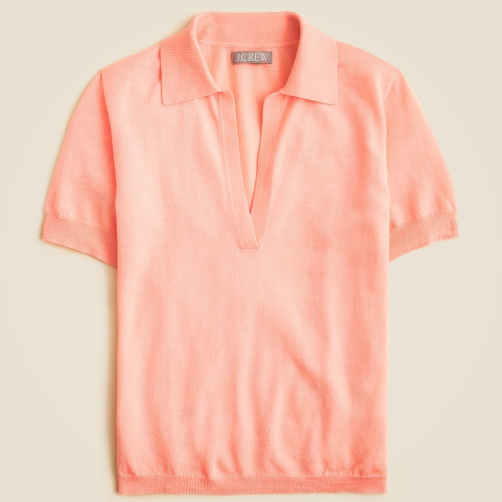J Crew Short Sleeve Sweater Polo in Merino Wool Size L